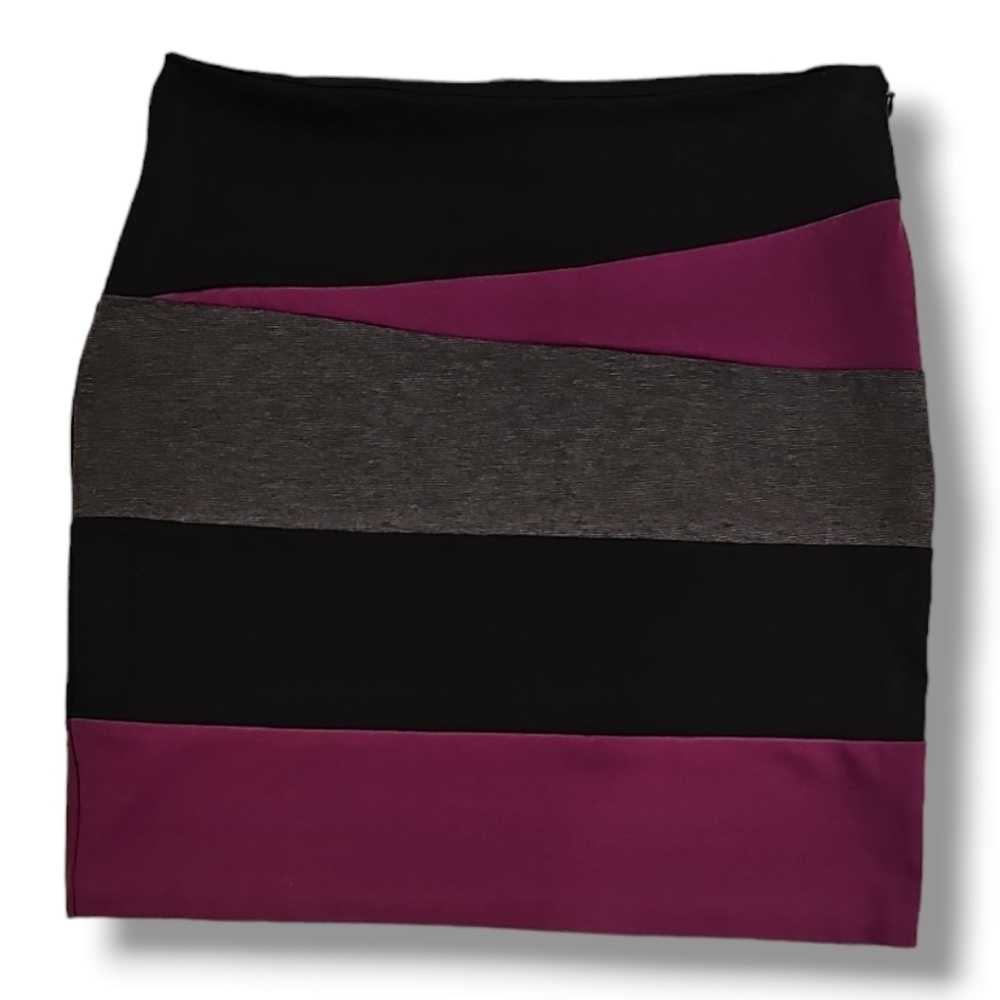 Fenn Wright Manson Black Purple Striped Mini Skirt - Size 6
